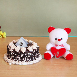 choco chips cake + teddy