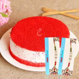 1/2 Kg Red Velvet Cake, 2 Rakhi