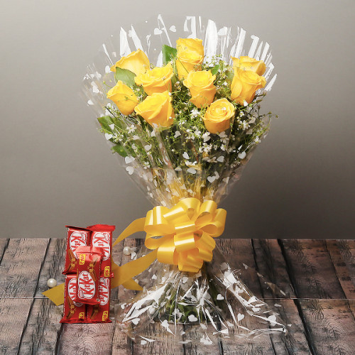 10 Yellow Rose & 5 Kitkat