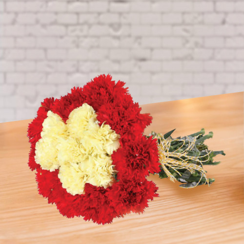 12 Red Carnation & 8 Yellow Carnation with String Ribbon