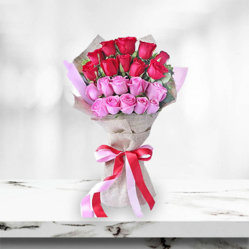 10 Red Roses & 10 Pink Roses Special Wrapping 