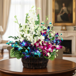 Mixed Orchid Basket for Valentine's Day - Embedded With Beauty