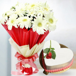 Gerberas with Vanilla Cake 