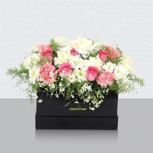 Mix Flowers in Cardboard Box