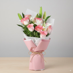 White Rose Bouquet for Father's Day - Pink Petal Melody White Rose Bouquet for Father's Day - Pink Petal Melody