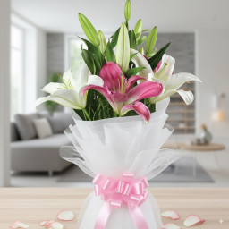 White Lilies Bouquet for Father's Day - Luminous Lily Duo
