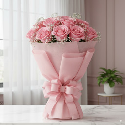 Pink Rose Bouquet for Valentine's Day - 10 Pink Roses Bouquet Pink Rose Bouquet for Valentine's Day - 10 Pink Roses Bouquet