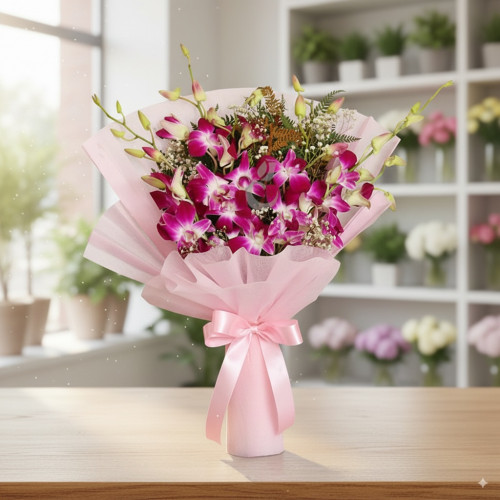 Pink Orchid Bouquet for Valentine's Day - Orchid Amour