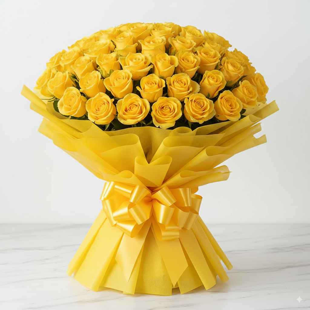 Yellow Roses 100 Buy Bouquet of 100 Yellow Roses Bouquet - RS.4790