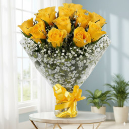 Yellow Rose Bouquet for Mother's Day - 12 Yellow Roses Bunch Yellow Rose Bouquet for Mother's Day - 12 Yellow Roses Bunch