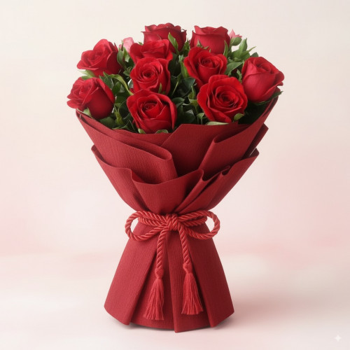 Red Rose Bouquet for Mother's Day - 10 Red Roses Bunch