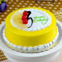 Half Pineapple Happy Birthday Cake