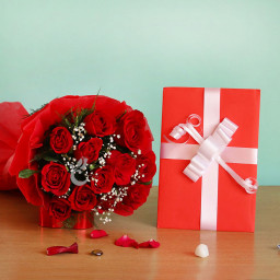 10 Red Roses with a Greeting Card