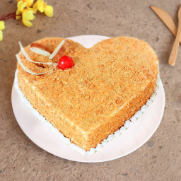 Heart shaped butter scotch cake