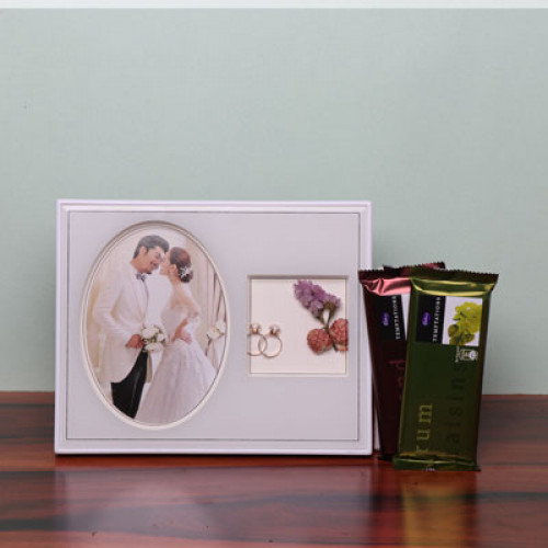 Classy Photo Frame with 2 Temptation Chocolates Gift