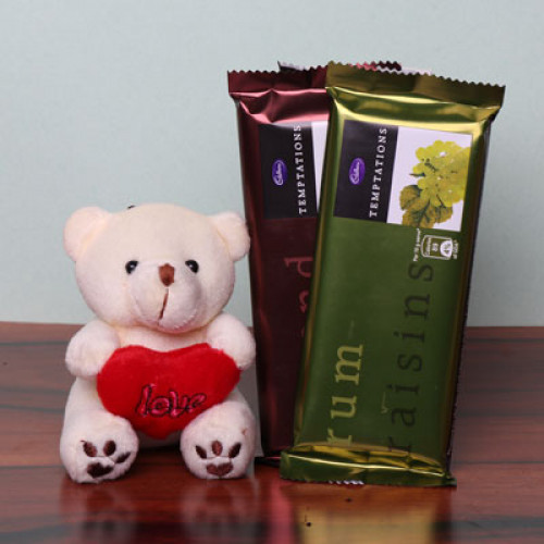 Combo Gift of 2 Temptation Chocolates with Teddy Bear