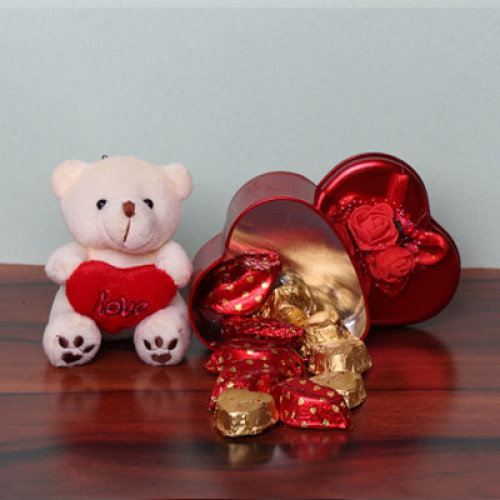  Handmade Chocolates with Teddy Gift 