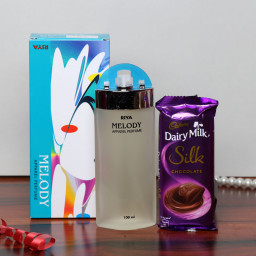 Gift Hamper of One Melody Perfume & One Cadbury Dairy Milk Silk Chocolate Gift Hamper of One Melody Perfume & One Cadbury Dairy Milk Silk Chocolate