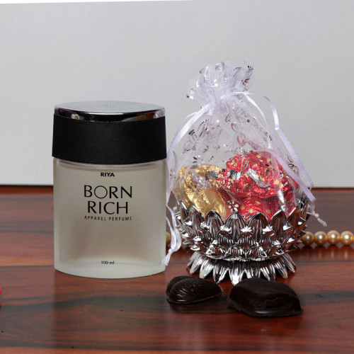 Wonderful valentine combo of One perfume and Handmade Chocolates