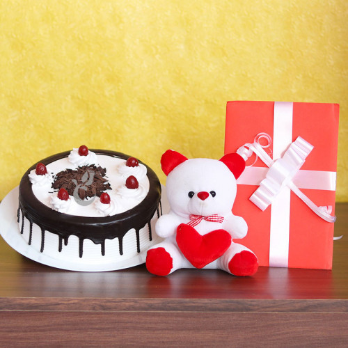 Combo Gift of  Bamboo with Half Kg Black Forest Cake and Greeting Card