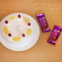 Combo Gift of 2 Dairy Milk Silk with Half  Kg Pineapple Cake